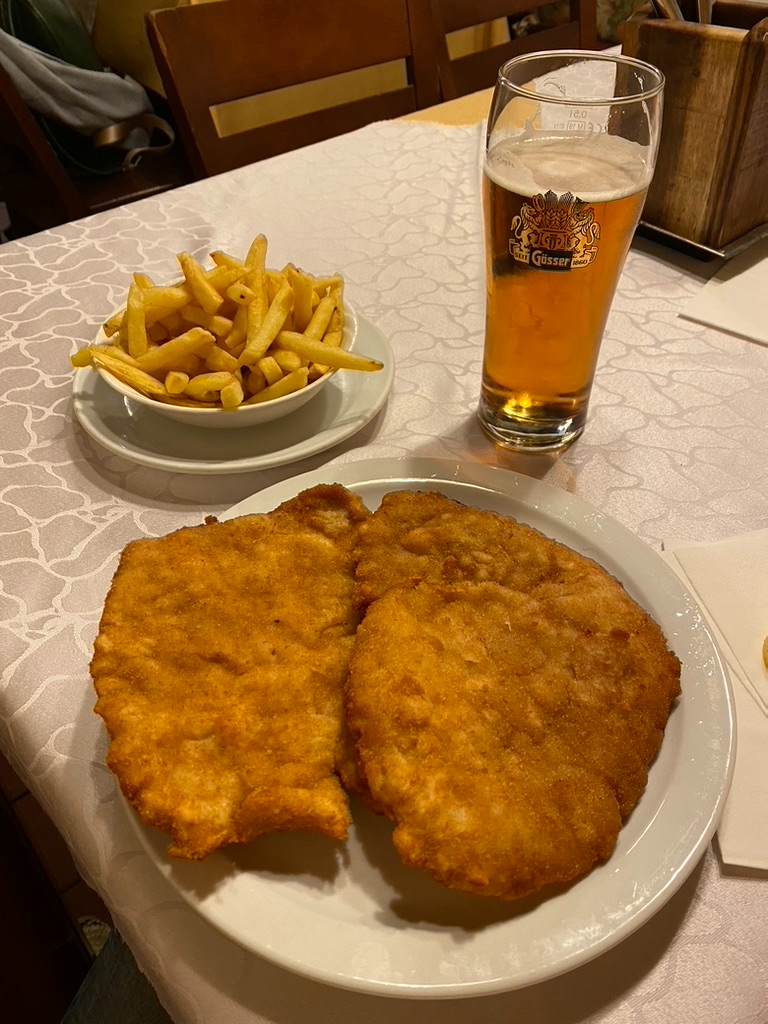 Schnitzel and a Gösser