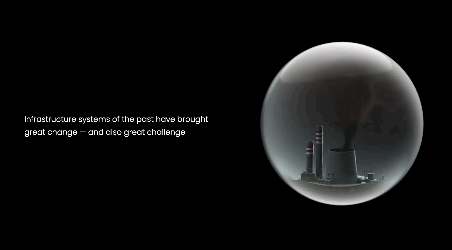 Infrastructure of the past, held in a glass sphere