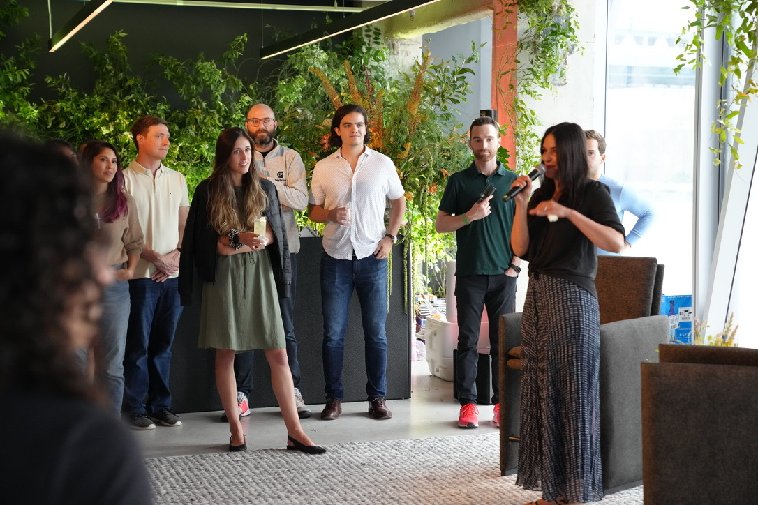 Co-CEO addressing the room