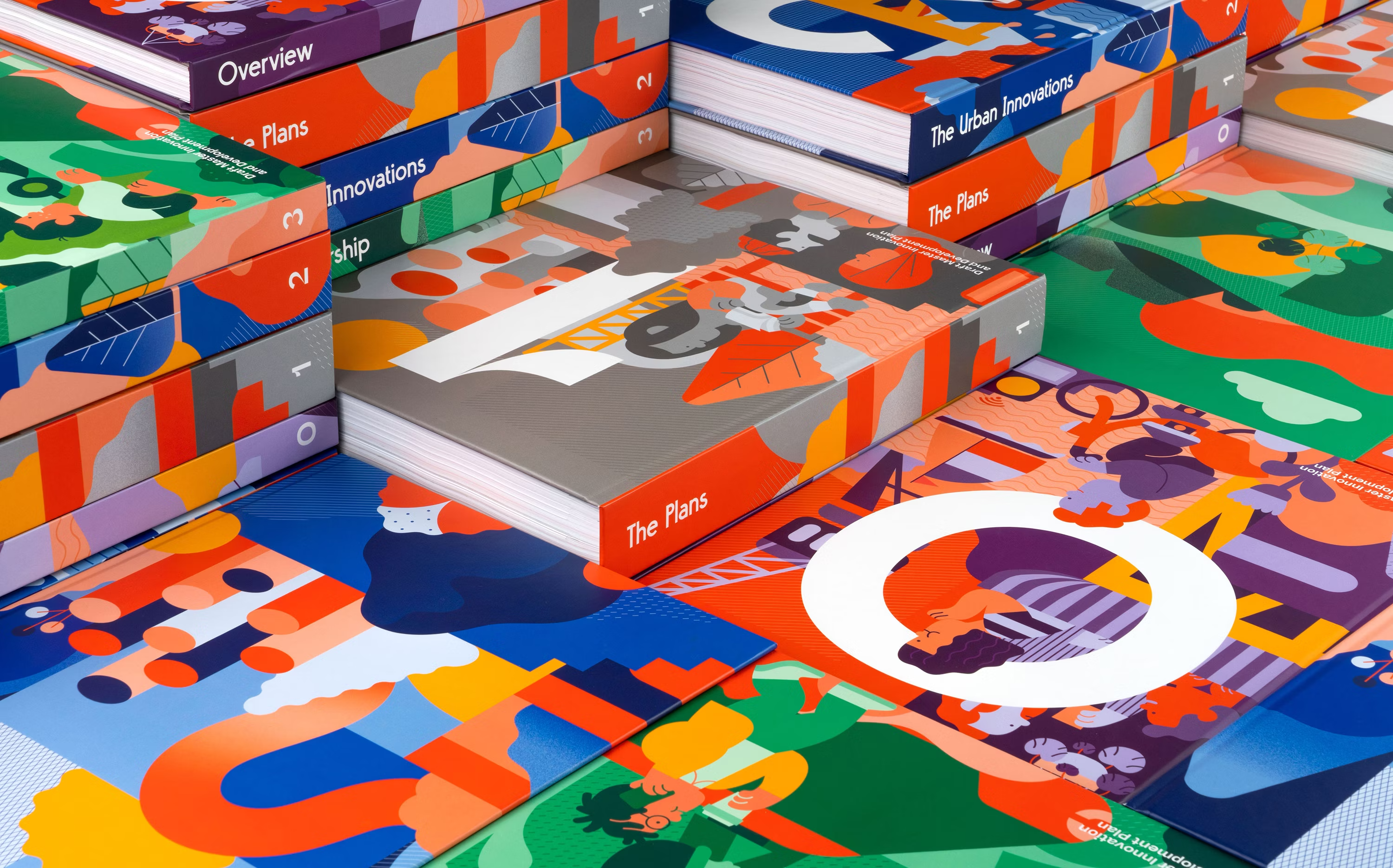 Stacked volumes showing the full cover system